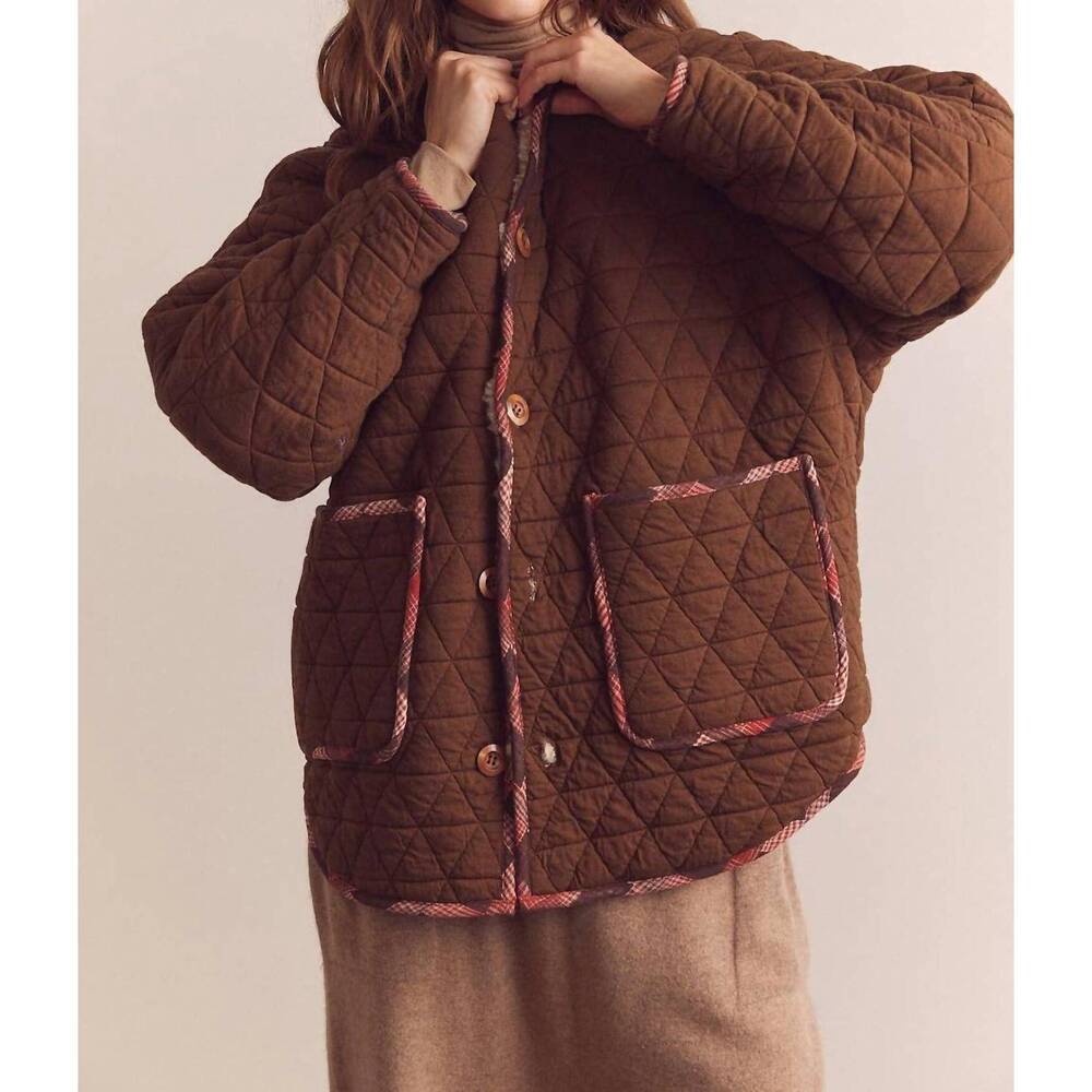 NEW AMENTE sherpa reversible coat in brown/oatmeal - Picture 6 of 9